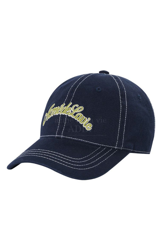 Script Logo Color Embroidery Ball Cap Navy