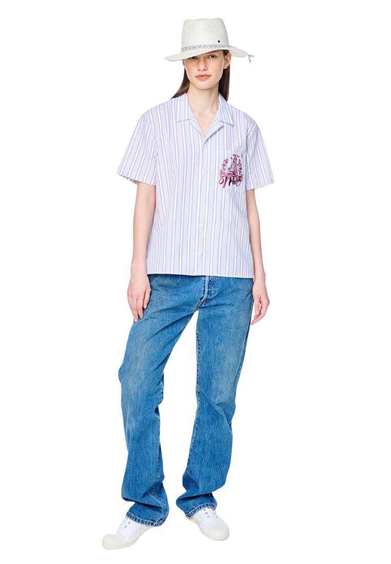 Shirt Half Sleeve Stripe Bon Voyage Sky Burgundy