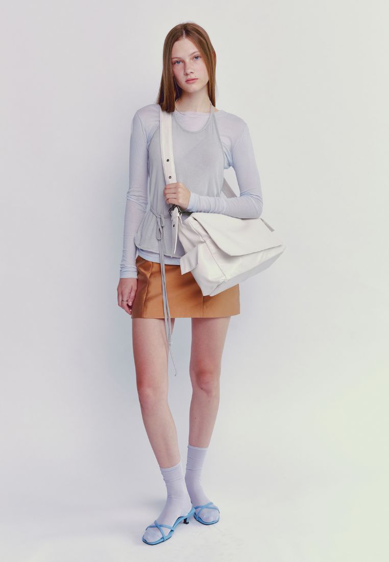 Side Pocket Messanger Bag L Nappa Ivory