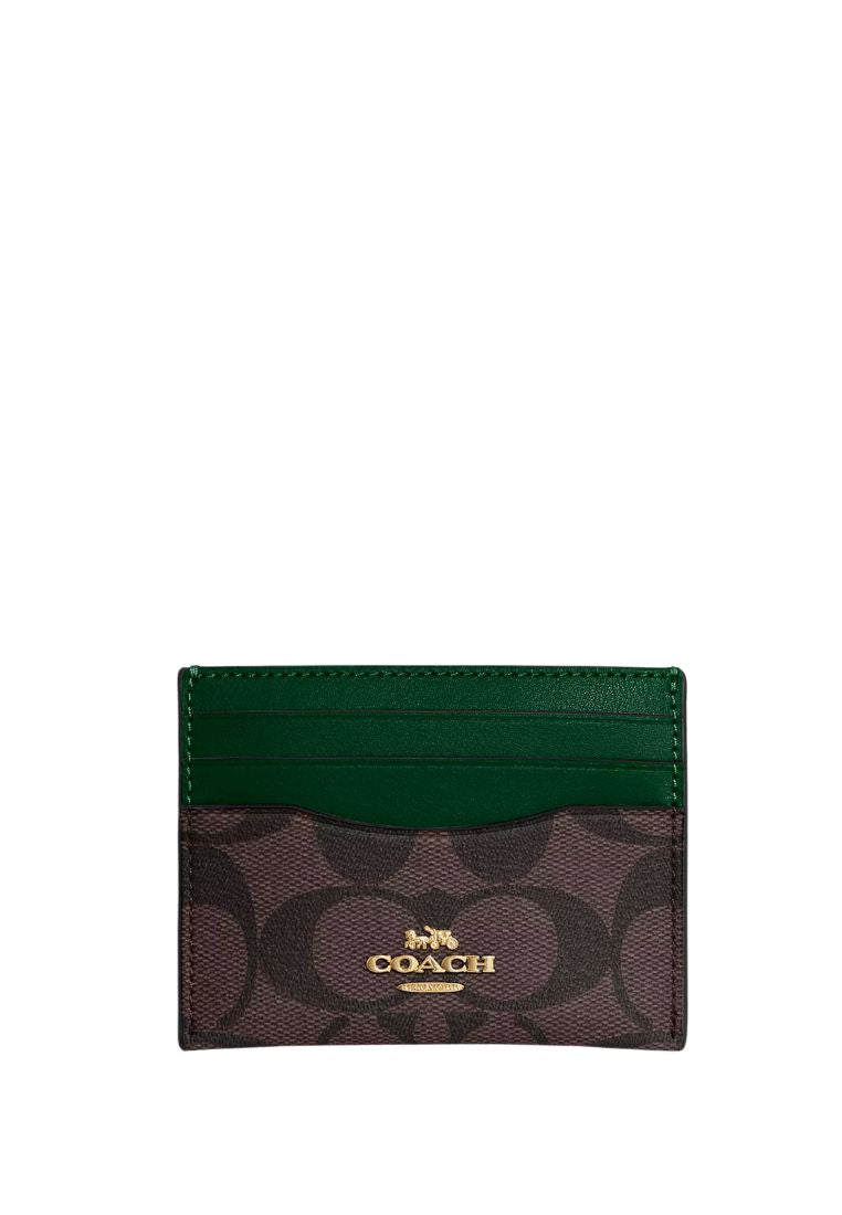 Slim Id Card Case In Signature Canvas Dark Pine