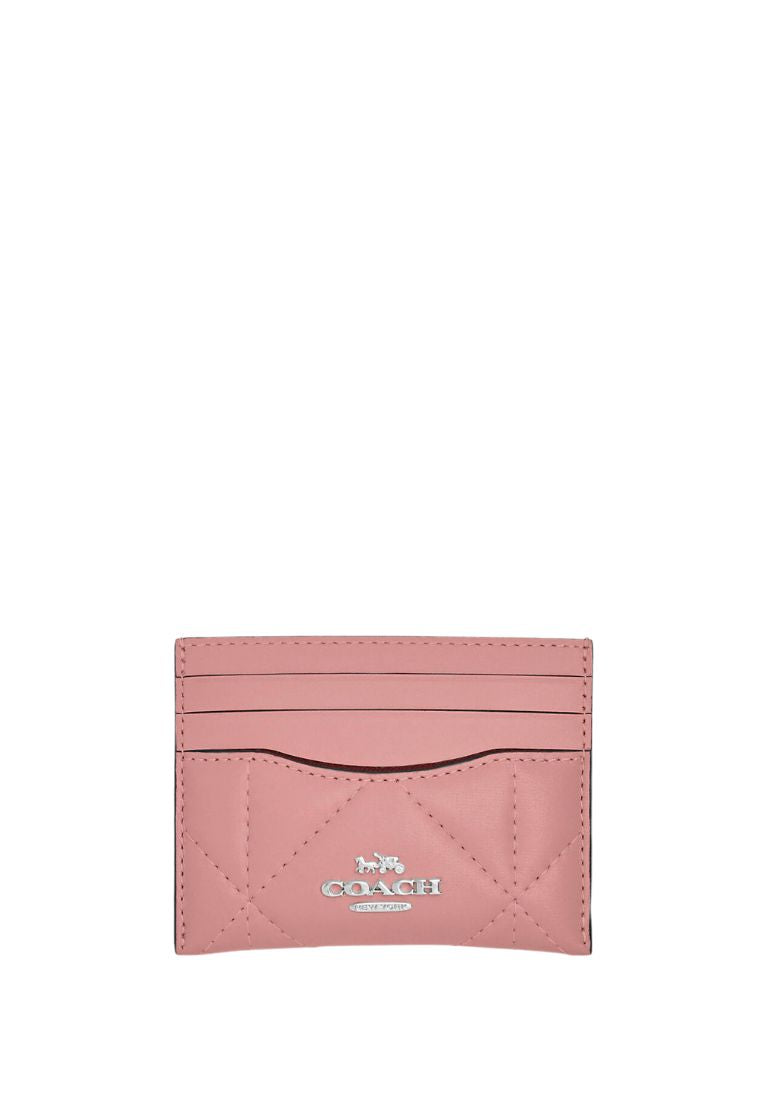 Slim Id Card Case With Puffy Diamond Quilting Light Pink
