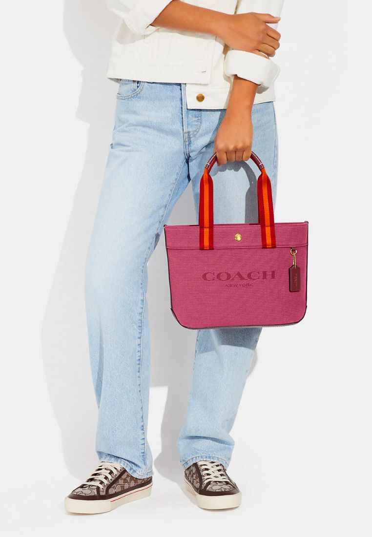 Small Canvas Tote Raspberry Multi