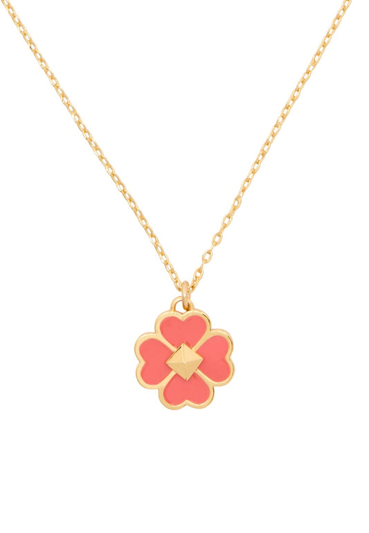 Spades & Studs Enamel Mini Pendant Coral
