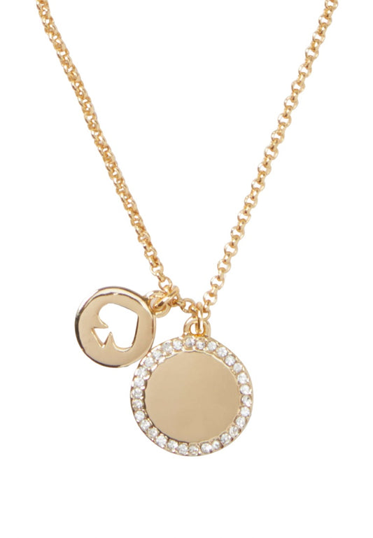 Spot The Spade Pave Charm Pendant Necklace Clear Gold