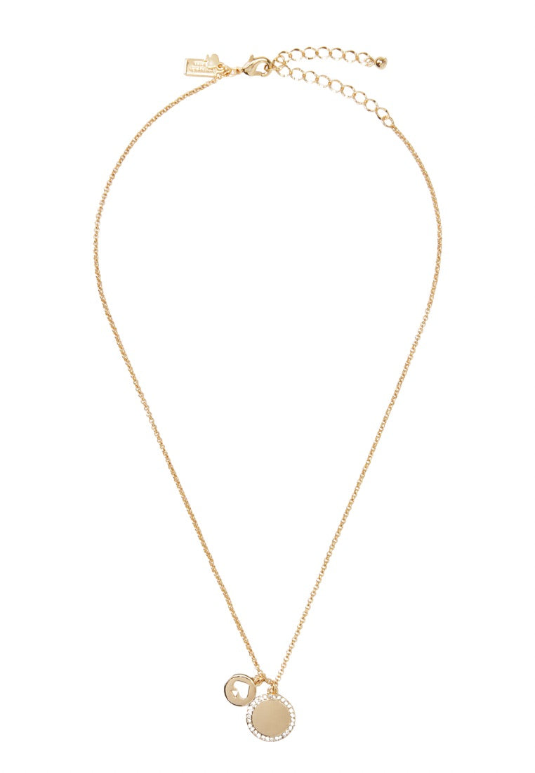 Spot The Spade Pave Charm Pendant Necklace Clear Gold
