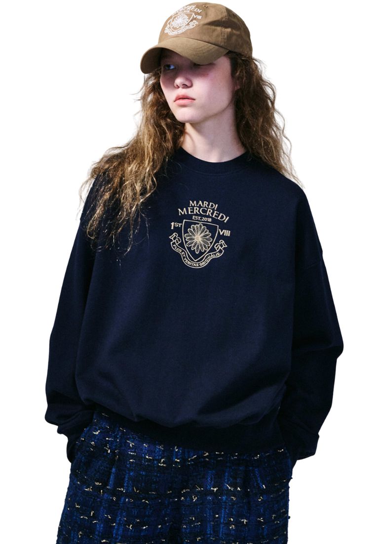 Sweatshirt Alumni Small Emblem Needlework Navy Beige
