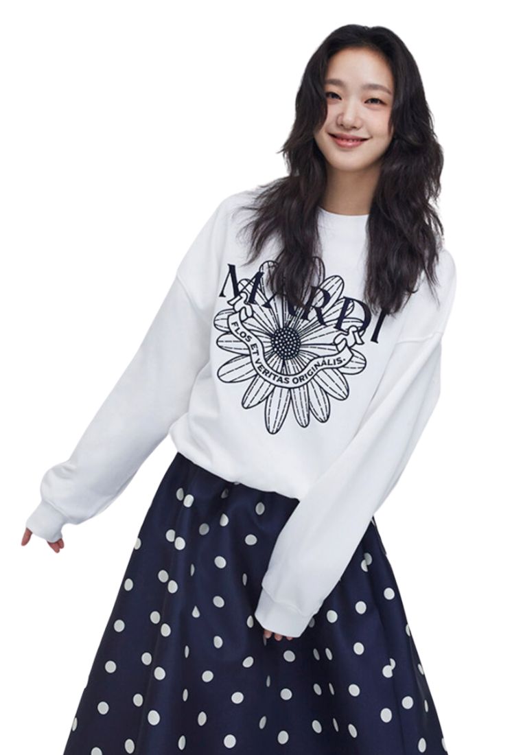 Sweatshirt Flower Mardi Alumni Needlework White Navy