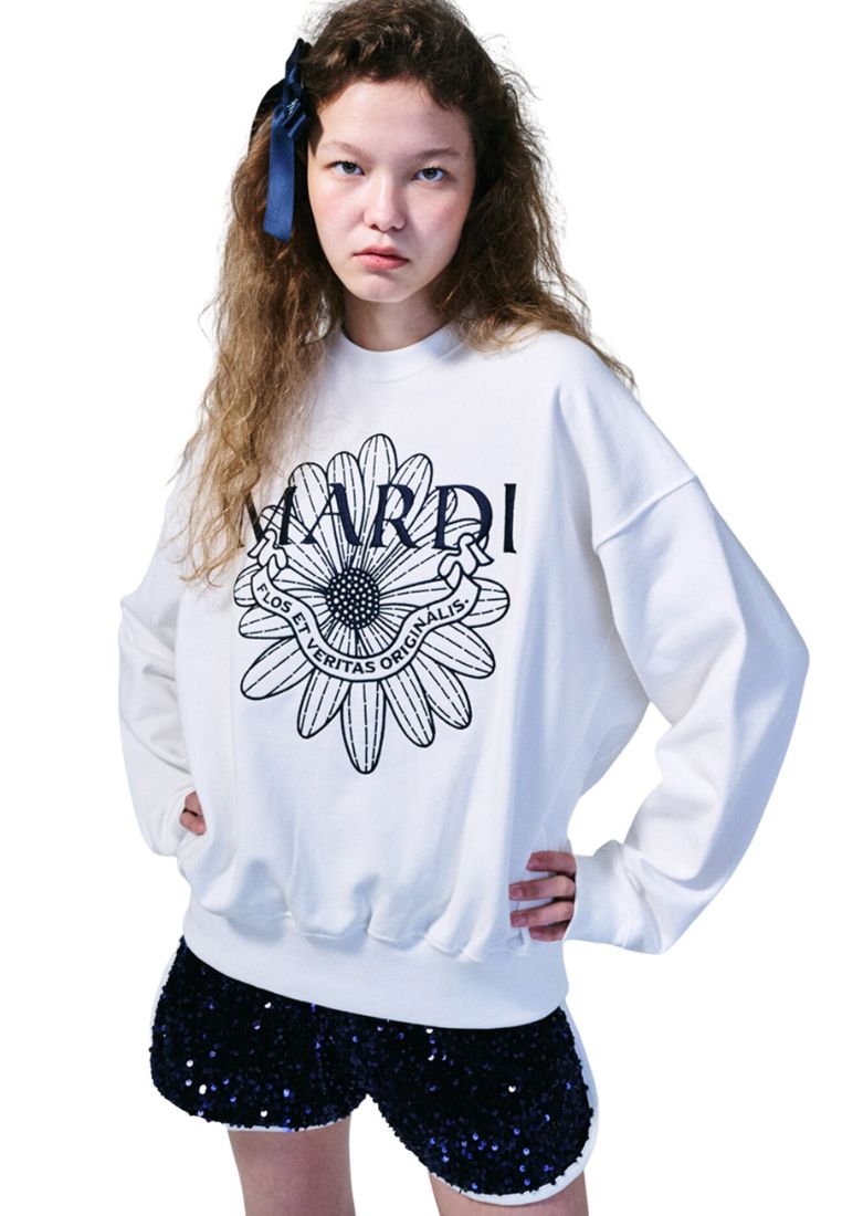 Sweatshirt Flower Mardi Alumni Needlework White Navy