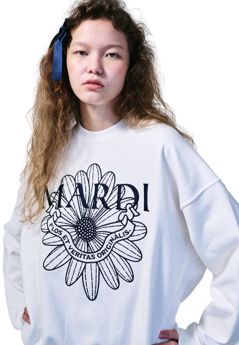 Sweatshirt Flower Mardi Alumni Needlework White Navy