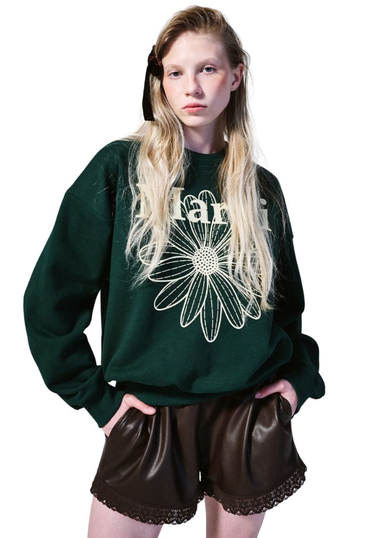 Sweatshirt Flower Mardi Deep Green Cream
