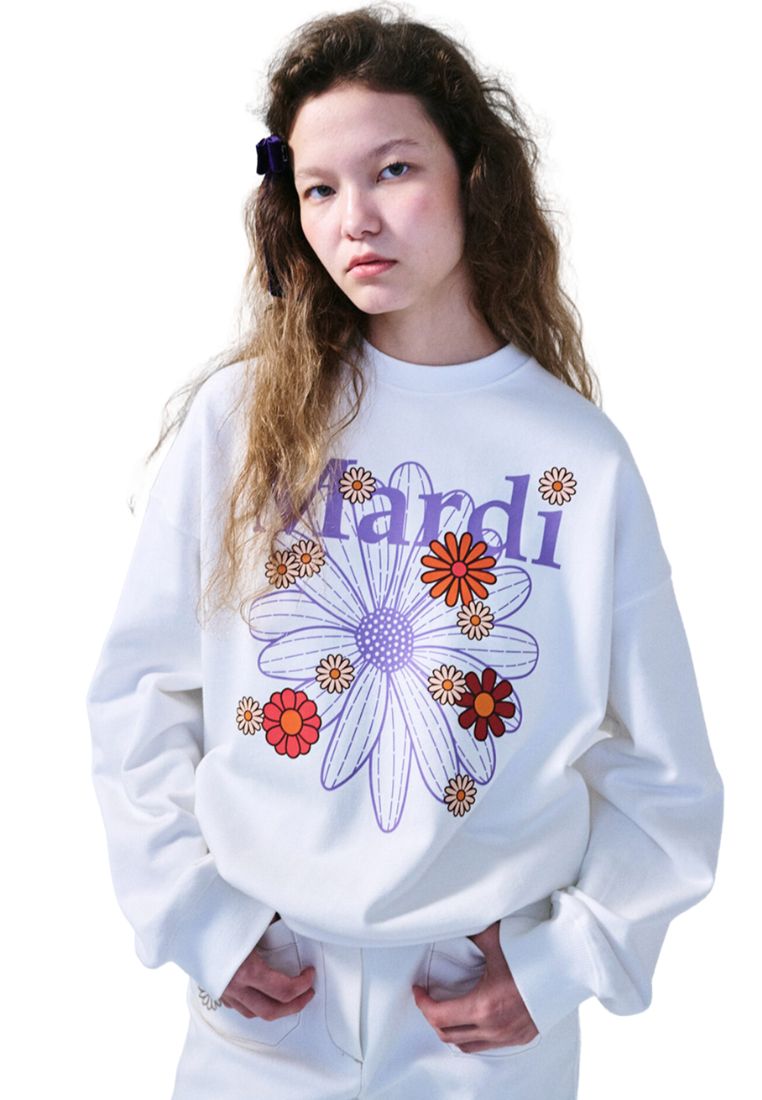 Sweatshirt FlowerMardi Blossom White Lavender