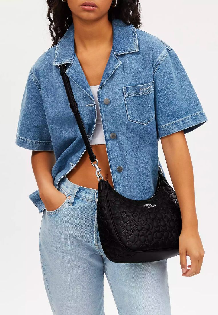 Teri Hobo With Signature Leather Black