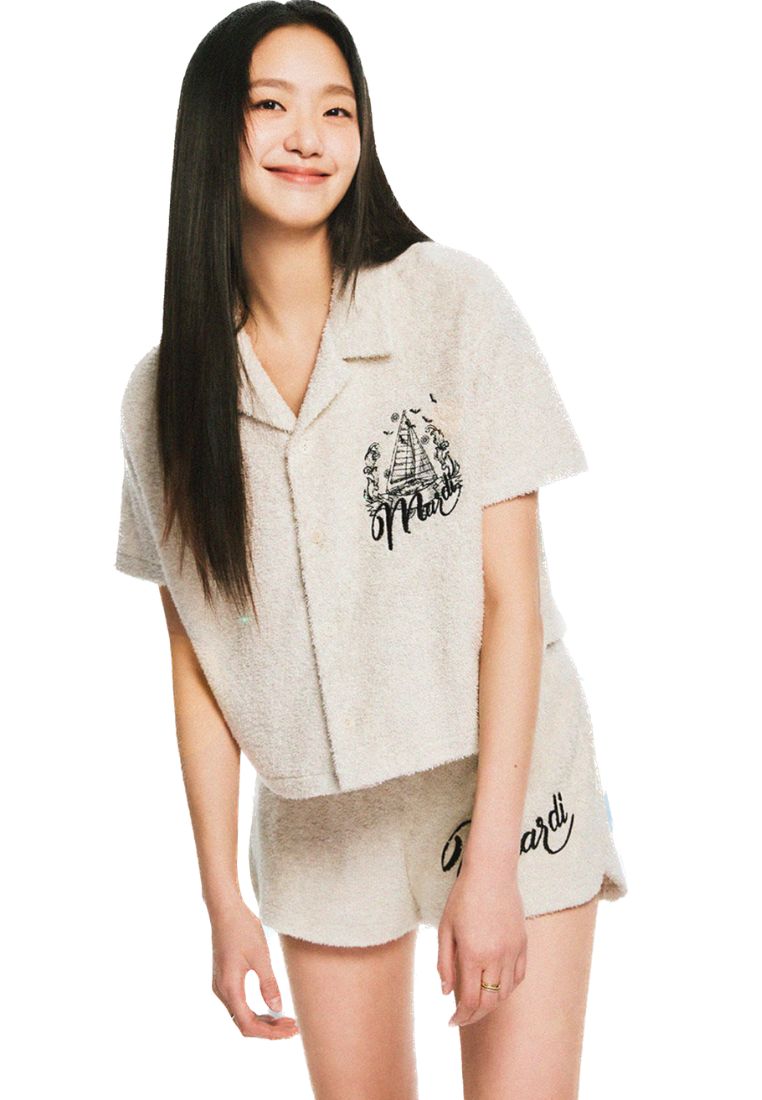 Terry Shirt Half Sleeve Bon Voyage Oatmeal Black