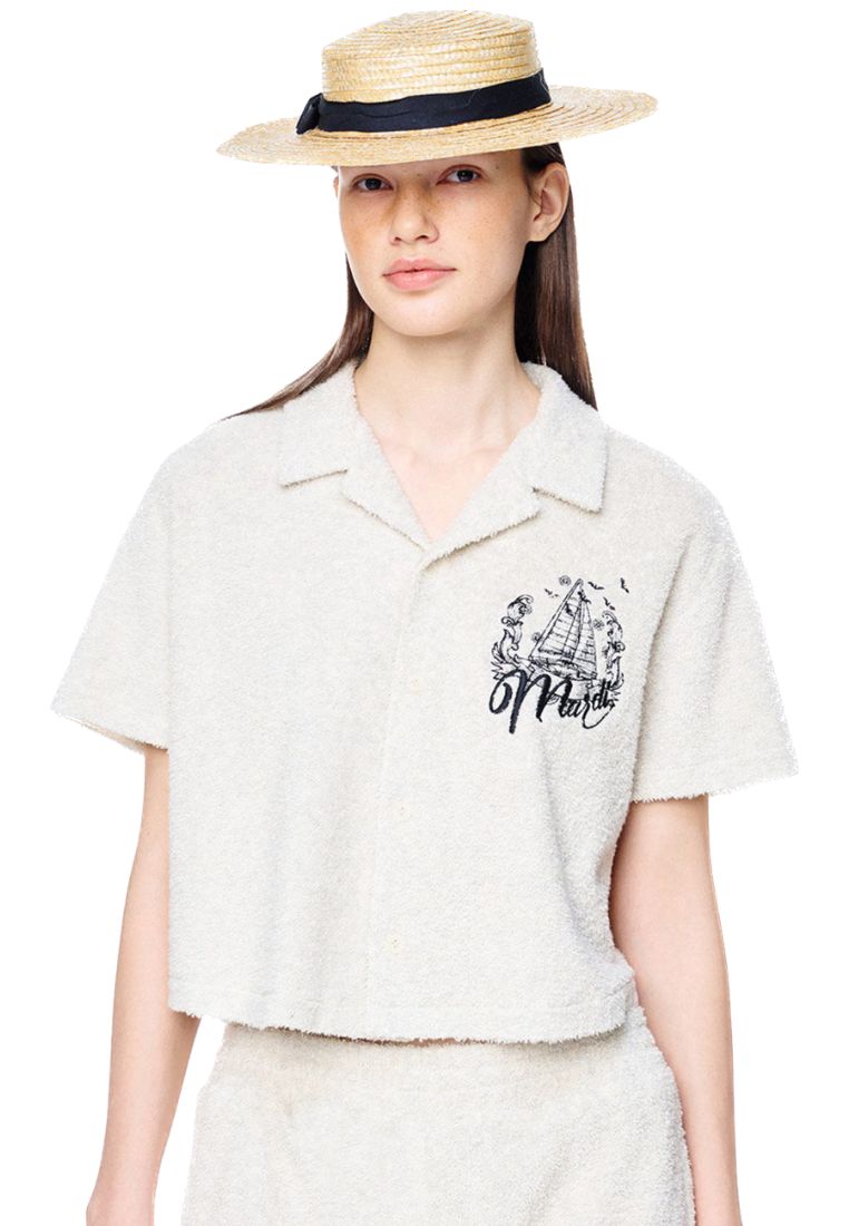 Terry Shirt Half Sleeve Bon Voyage Oatmeal Black