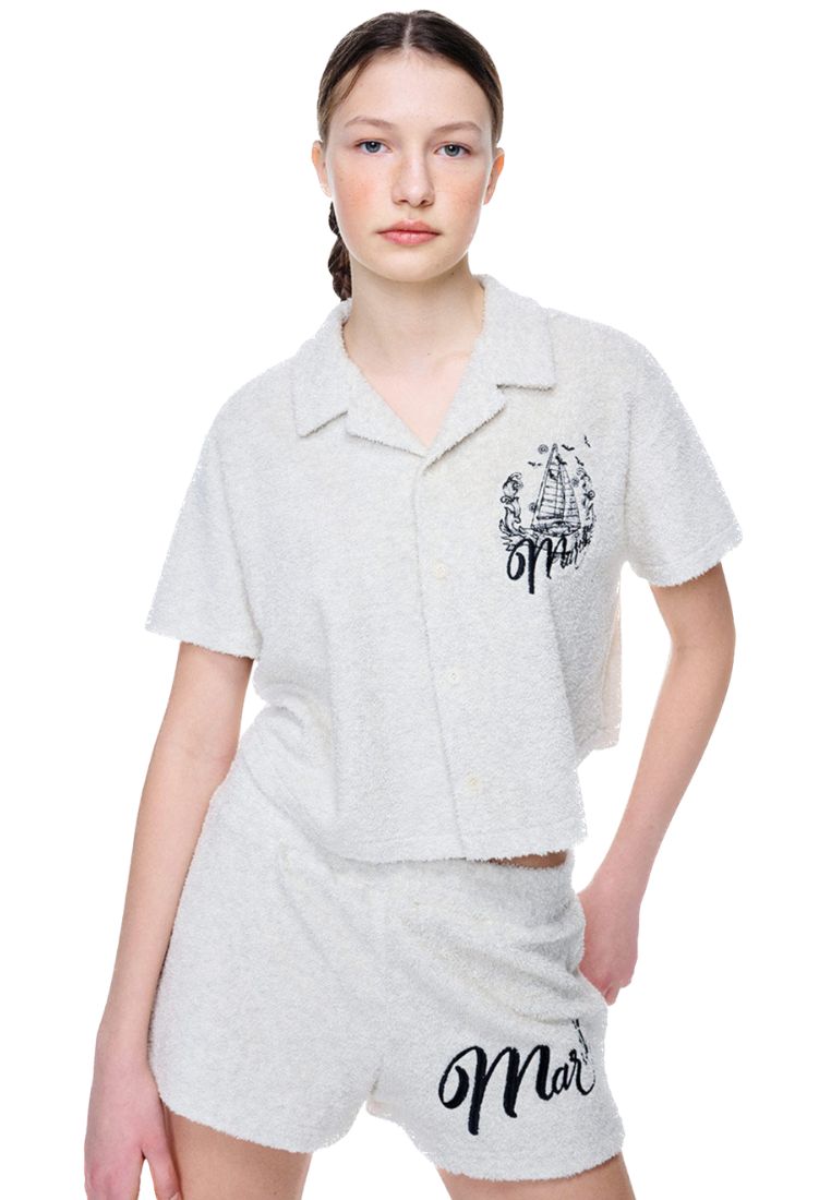 Terry Shirt Half Sleeve Bon Voyage Oatmeal Black