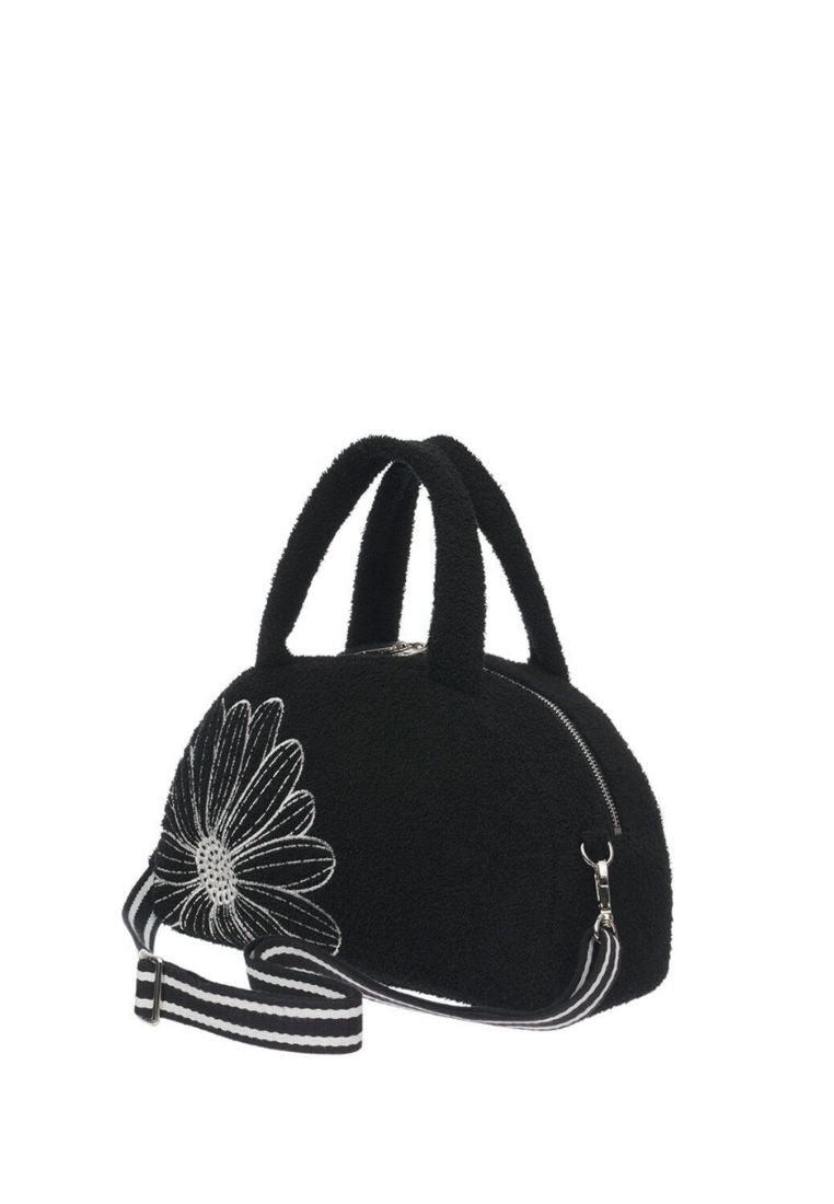 Terry Tote Bag Flower Mardi Black Ivory
