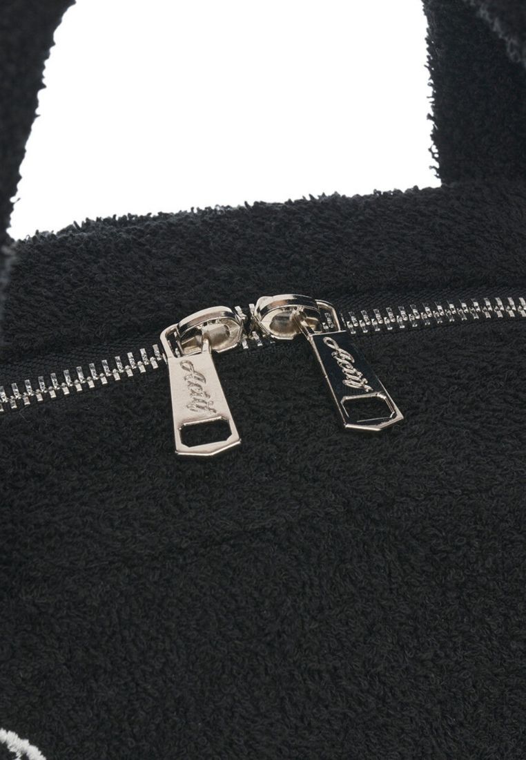 Terry Tote Bag Flower Mardi Black Ivory