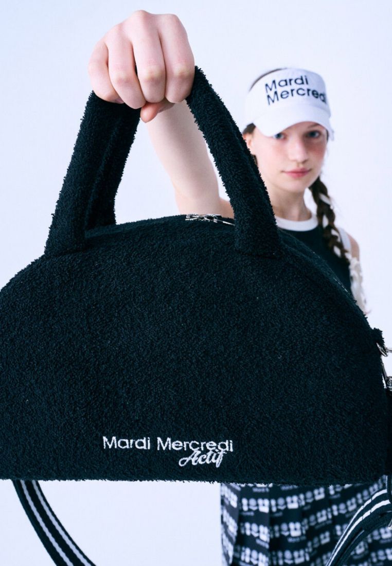 Terry Tote Bag Flower Mardi Black Ivory