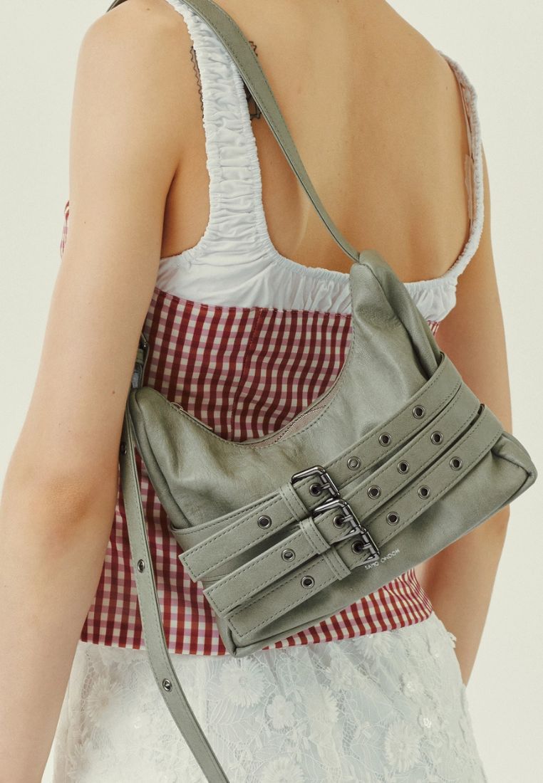 Trio Belt Mug Bag M Brushed Mint Gray