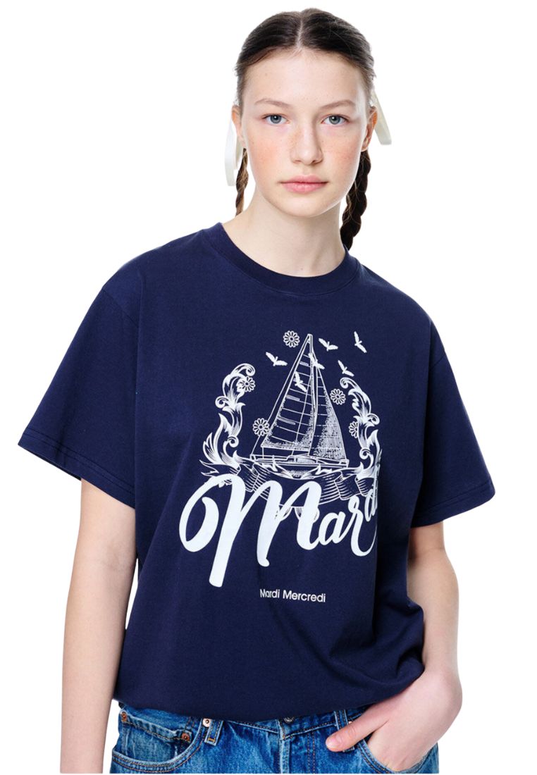 Tshirt Bon Voyage Navy White