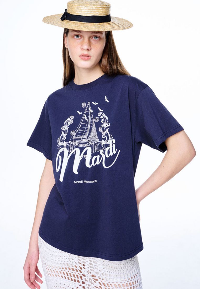 Tshirt Bon Voyage Navy White