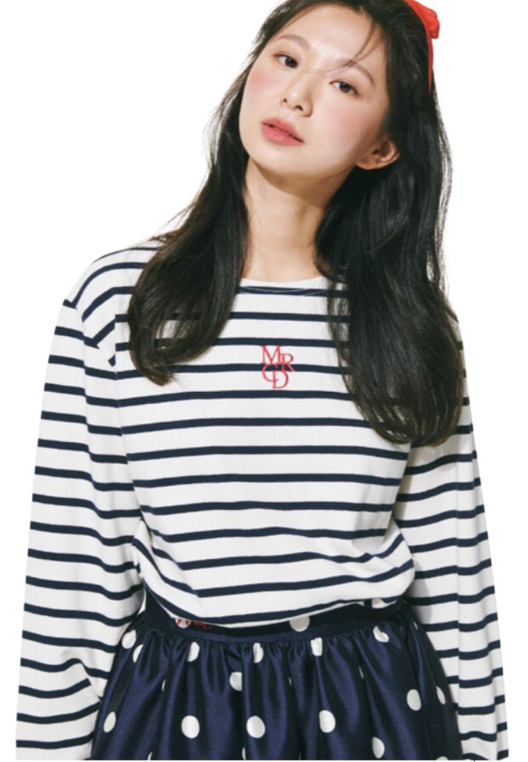 TShirt Long Sleeve Stripe MRCD Ivory Red