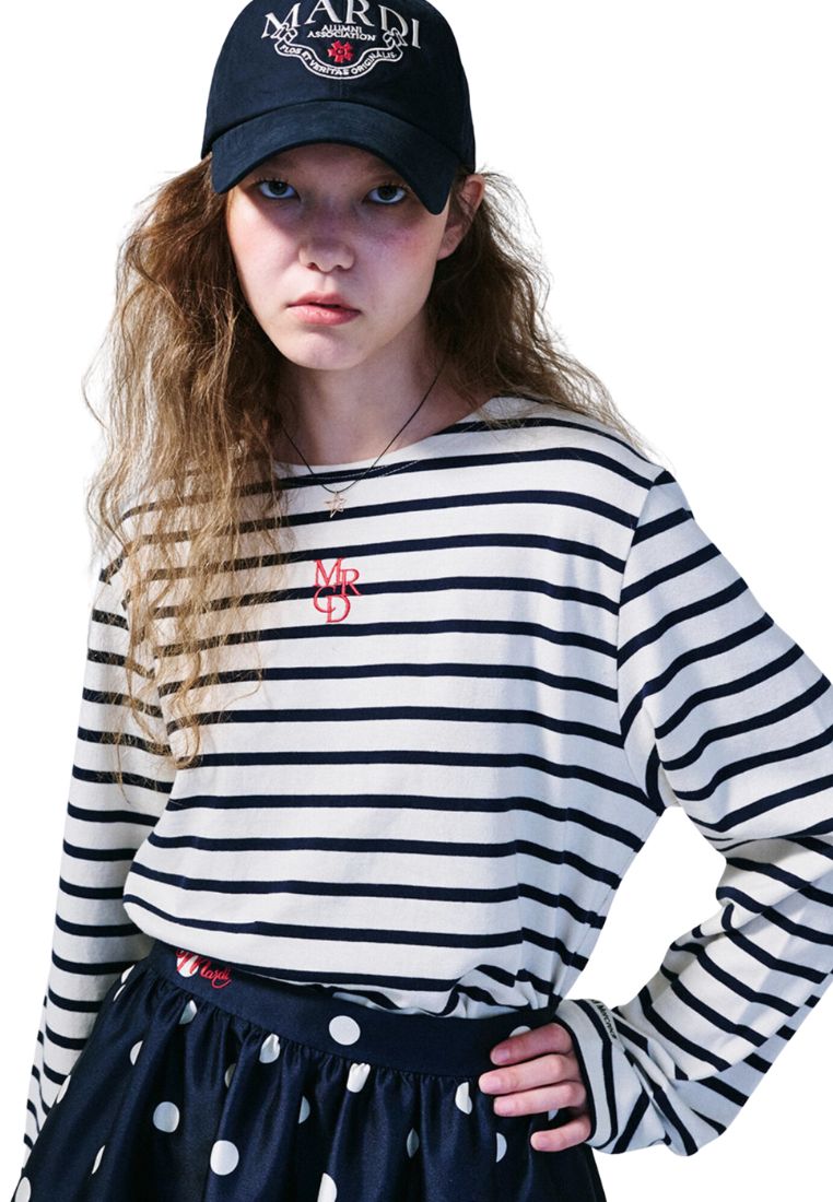 TShirt Long Sleeve Stripe MRCD Ivory Red