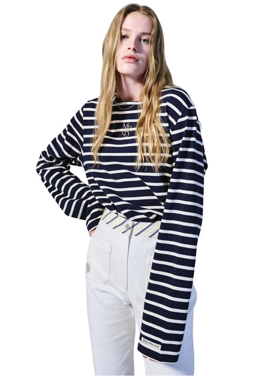 TShirt Long Sleeve Stripe MRCD Navy Taupe