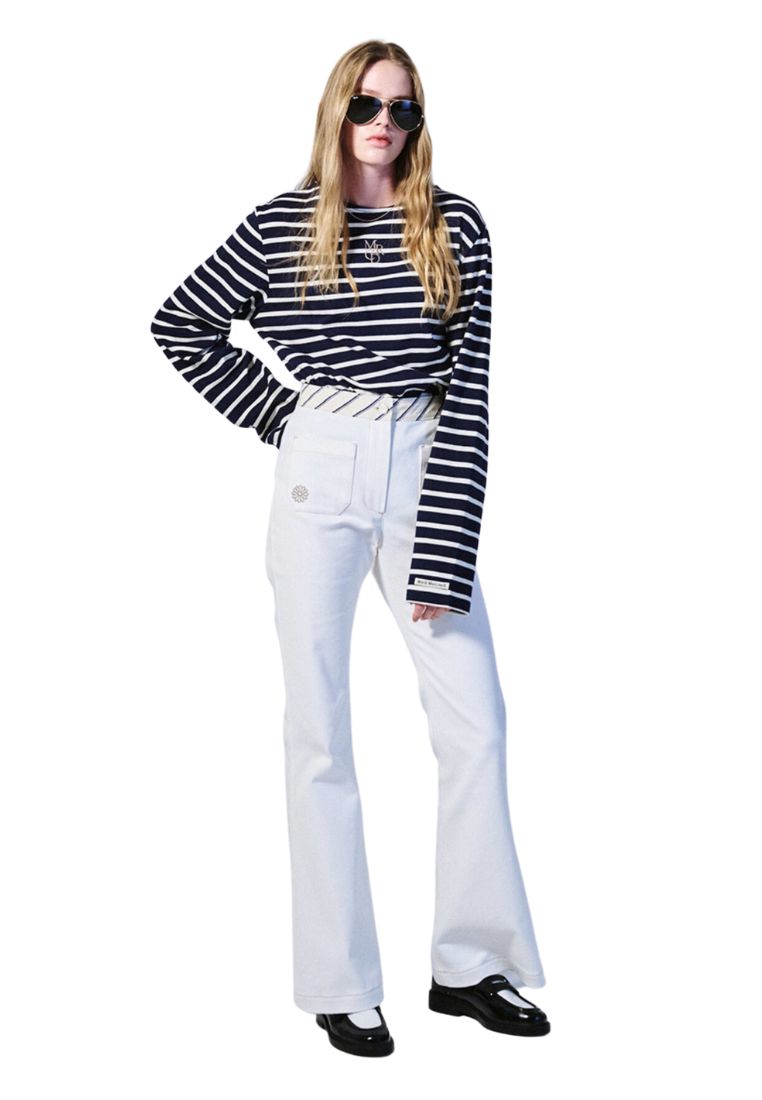 TShirt Long Sleeve Stripe MRCD Navy Taupe