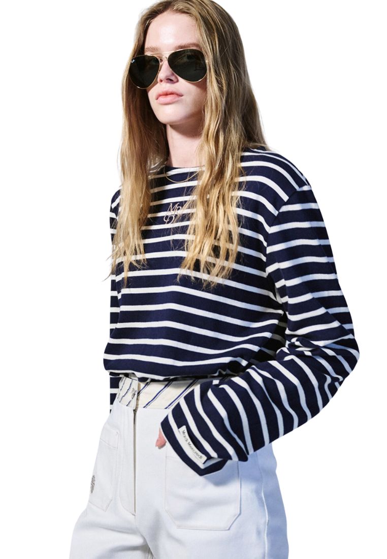 TShirt Long Sleeve Stripe MRCD Navy Taupe