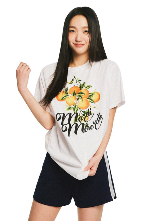 Tshirt Orange Branche White
