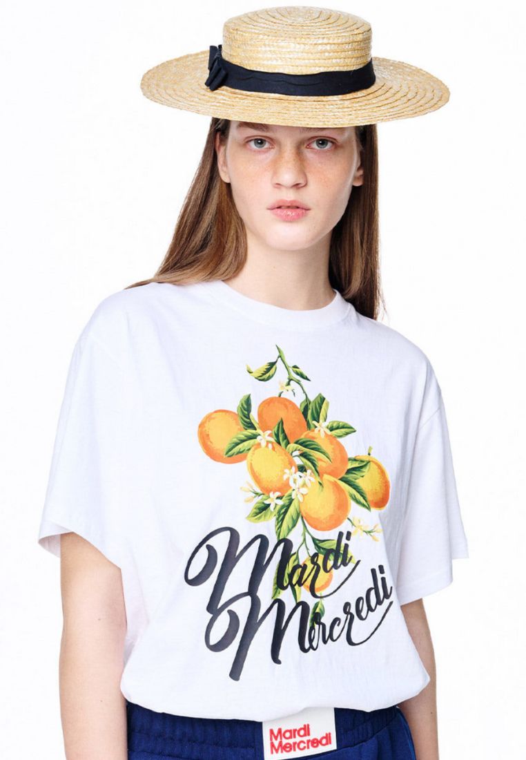 Tshirt Orange Branche White