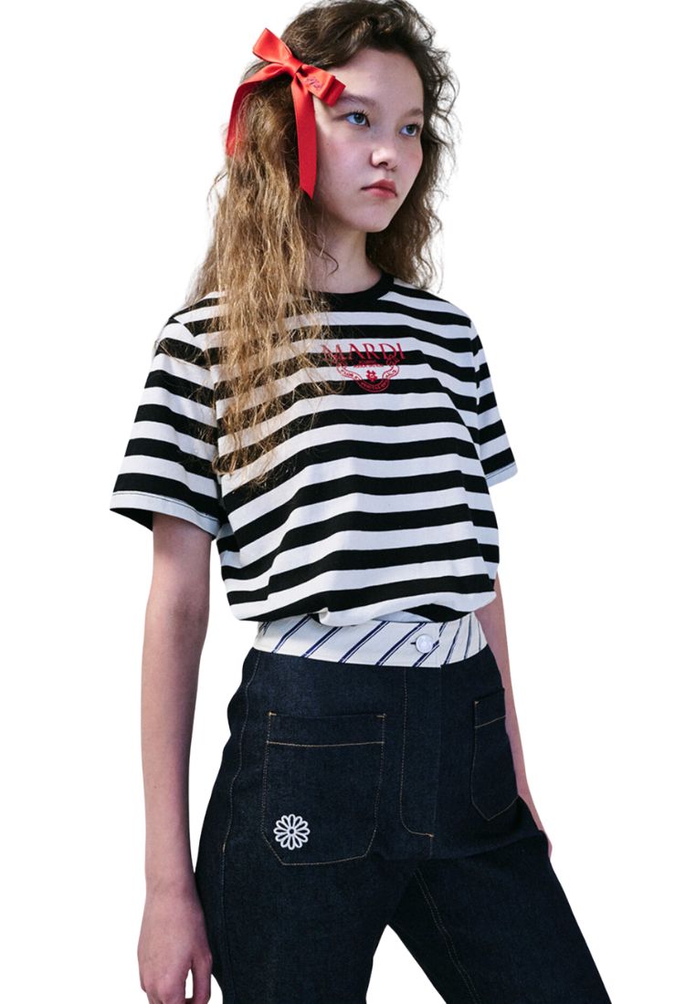 TShirt Stripe Alumni Classique Black Red