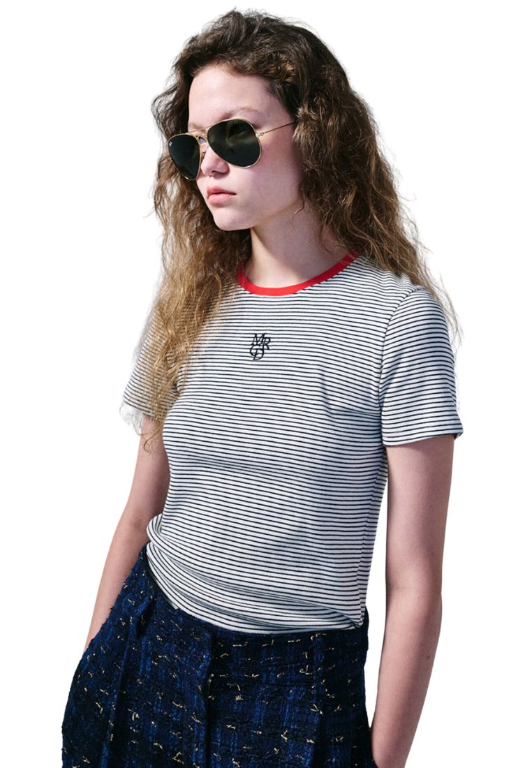 TShirt Stripe Small Logo MRCD Ivory Navy