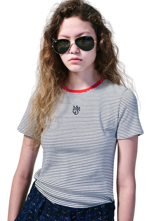 TShirt Stripe Small Logo MRCD Ivory Navy