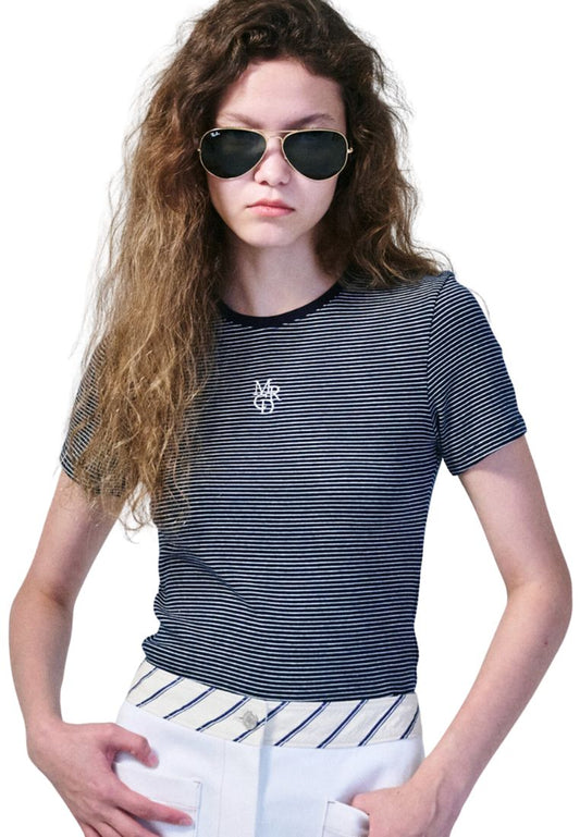 TShirt Stripe Small Logo MRCD Navy Ivory