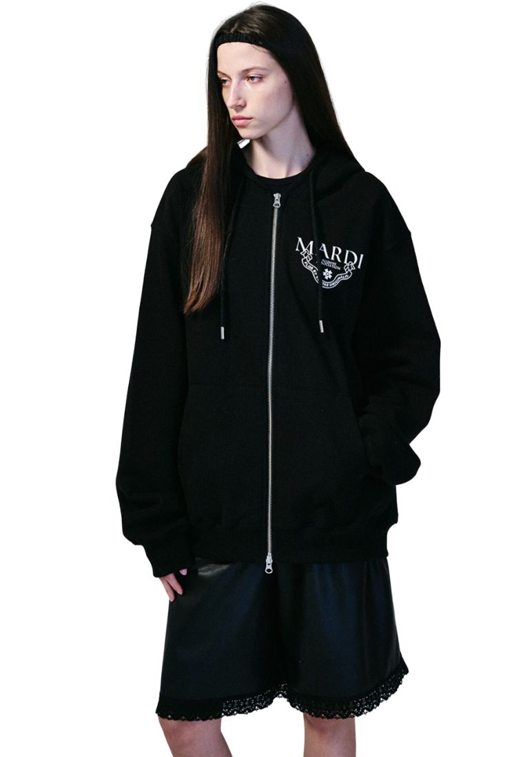 Unisex Hoody Zip Up Alumni Classique Black White