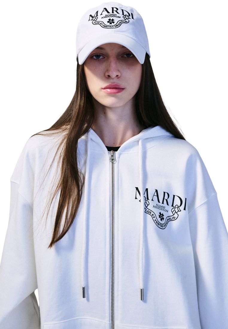 Unisex Hoody Zip Up Alumni Classique White Black