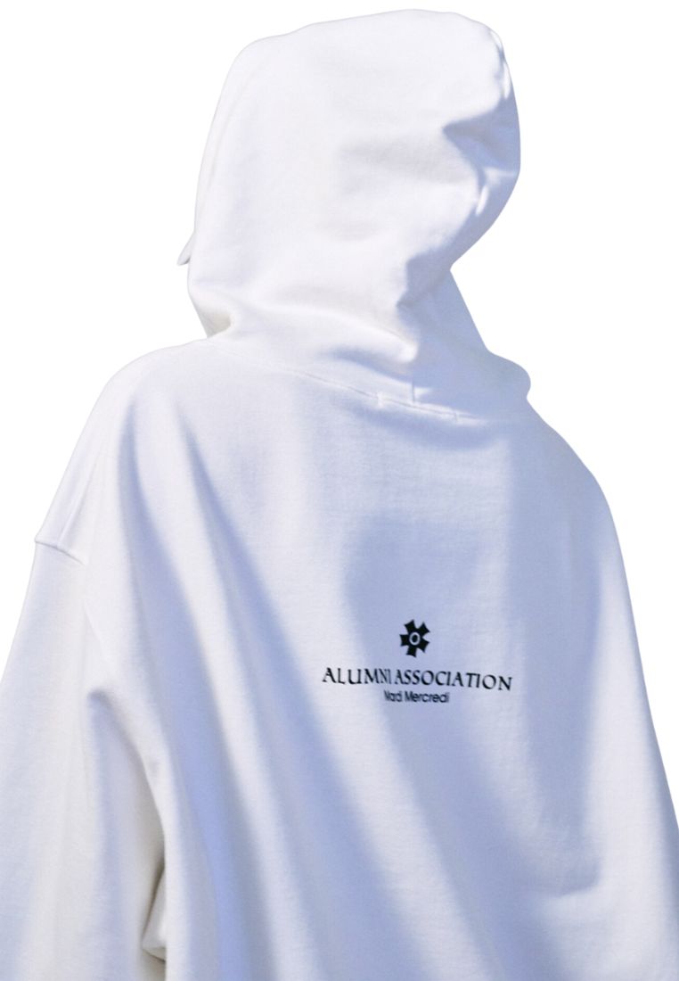 Unisex Hoody Zip Up Alumni Classique White Black