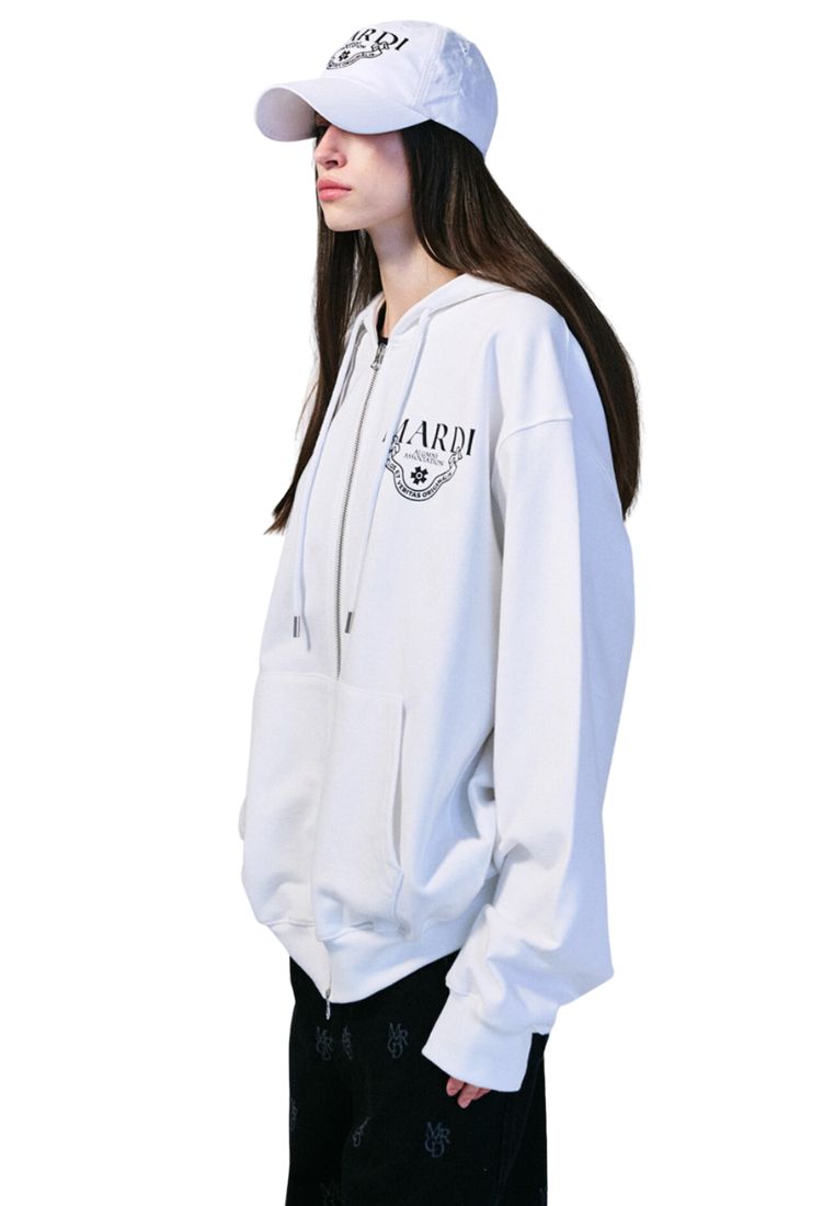 Unisex Hoody Zip Up Alumni Classique White Black