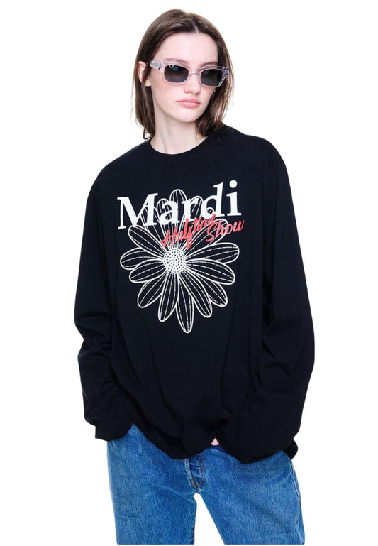 Unisex Tshirt Long FlowerMardi Halftime Show Black White