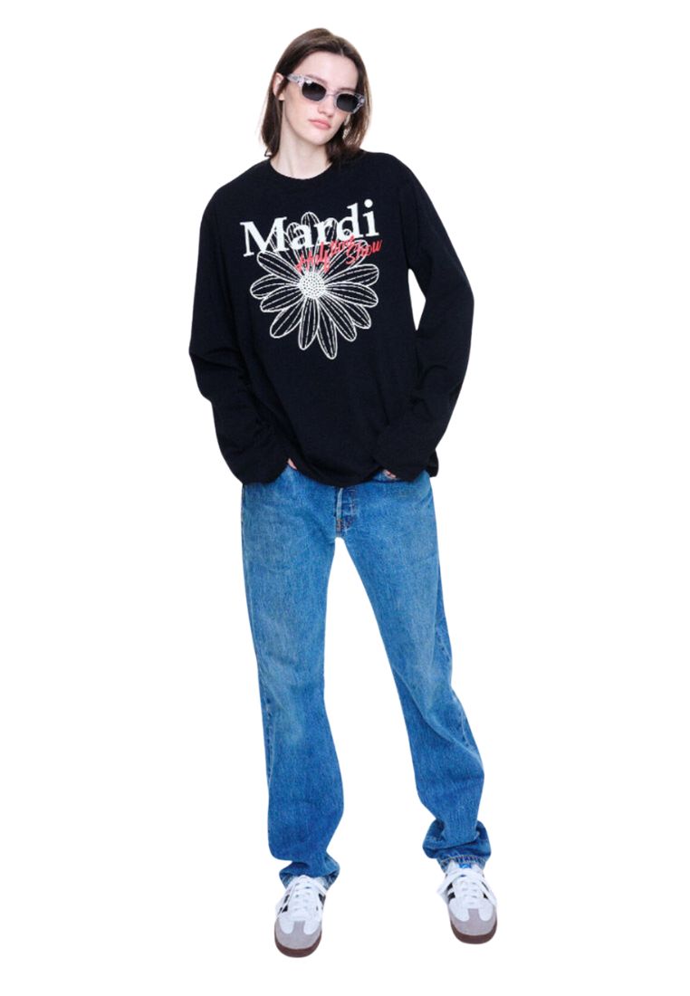 Unisex Tshirt Long FlowerMardi Halftime Show Black White