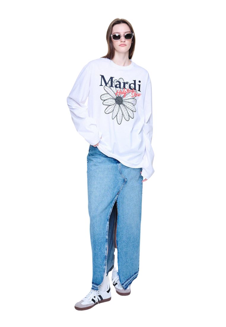 Unisex Tshirt Long FlowerMardi Halftime Show White Black