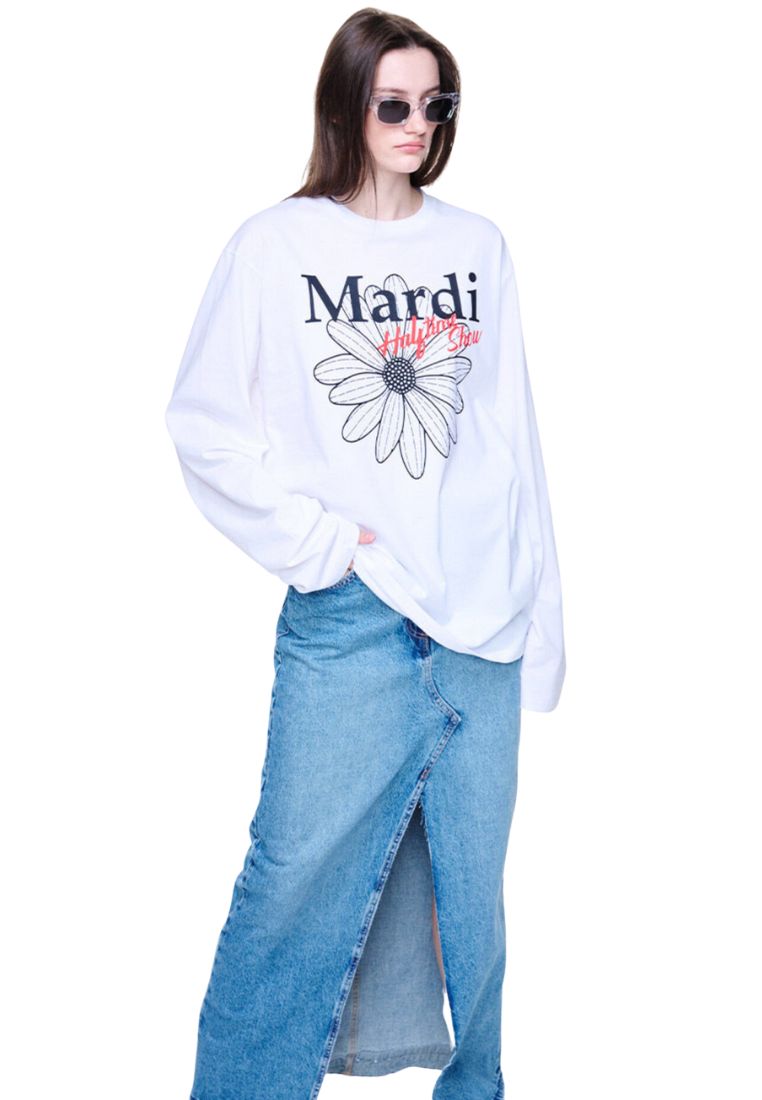 Unisex Tshirt Long FlowerMardi Halftime Show White Black