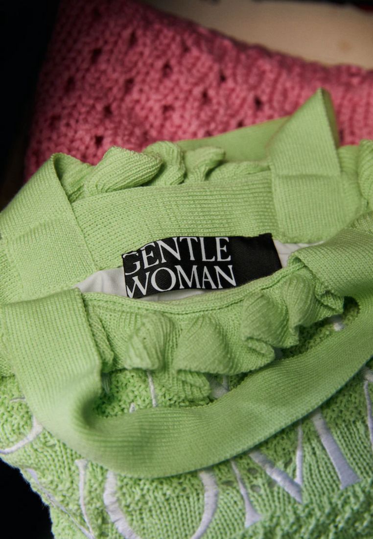 Ruffle Knit Micro Tote Bag Green