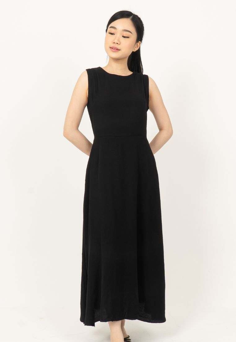 Simple Sleeveless Dress - Black