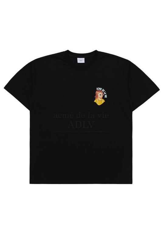 Mini Baby Face Yellow Shirt Short Sleeve T-Shirt Black