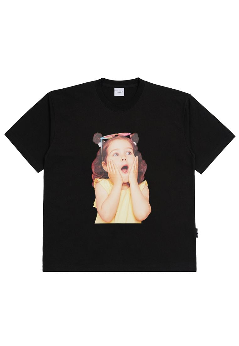 Baby Face Sunglasses Girl Short Sleeve T-Shirt Black