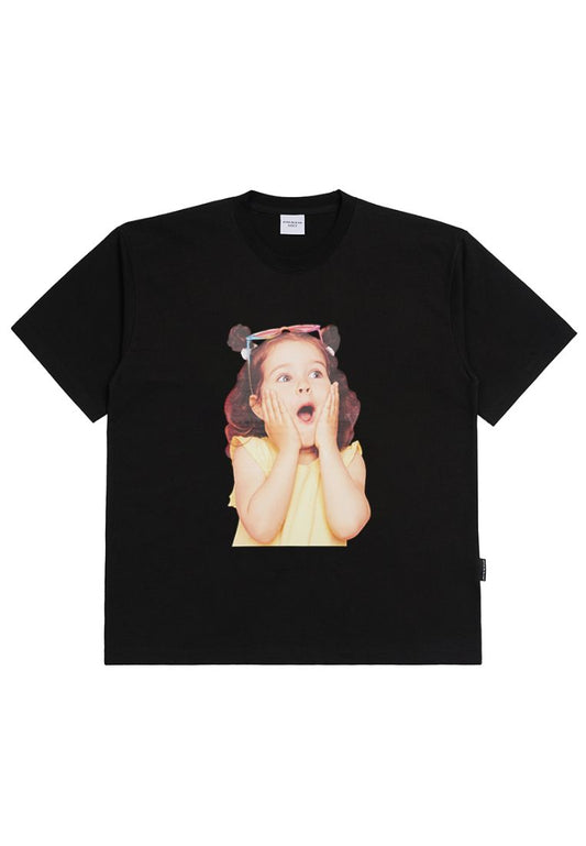 Baby Face Sunglasses Girl Short Sleeve T-Shirt Black