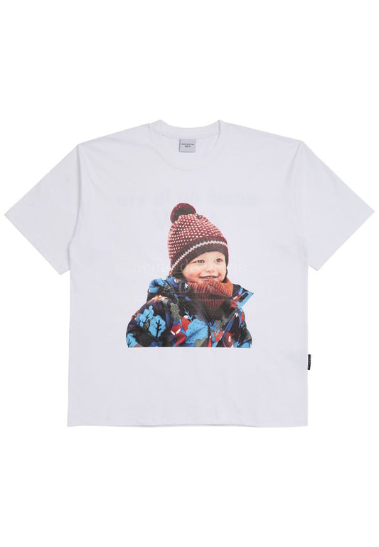 Baby Face Nature Pattern Jacket Boy Short Sleeve T-Shirt White